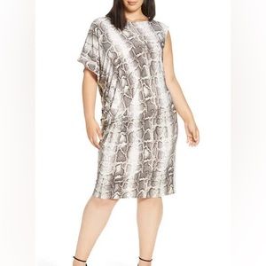 Coldesina Tracy Python Print Side Drape Shift Dress - Size 2X